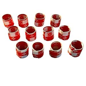Set of 12 Vintage Red & White Check Plastic Napkin Holders